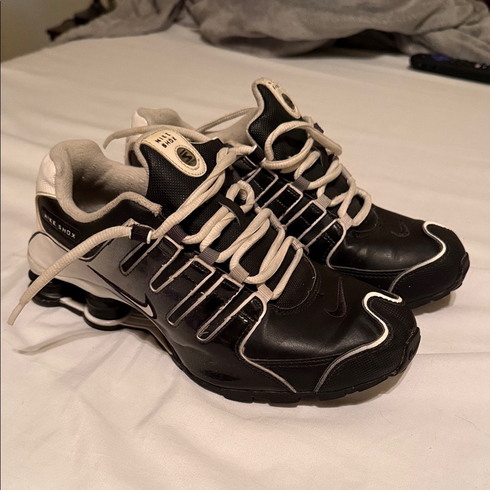 Nike Black and White Shox Sneakers